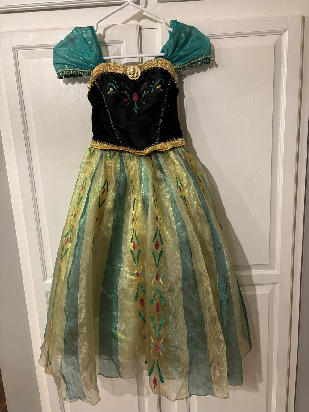 Disneys Anna Coronation Dress Green and Black Princess Costume Dress Sz 5/6
